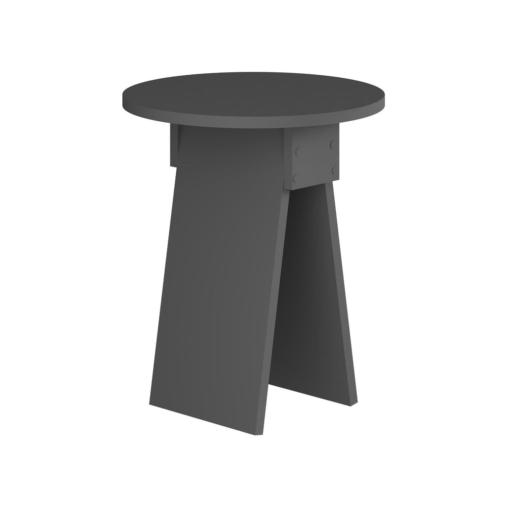 Anthracite modern round accent side table with four slanted legs