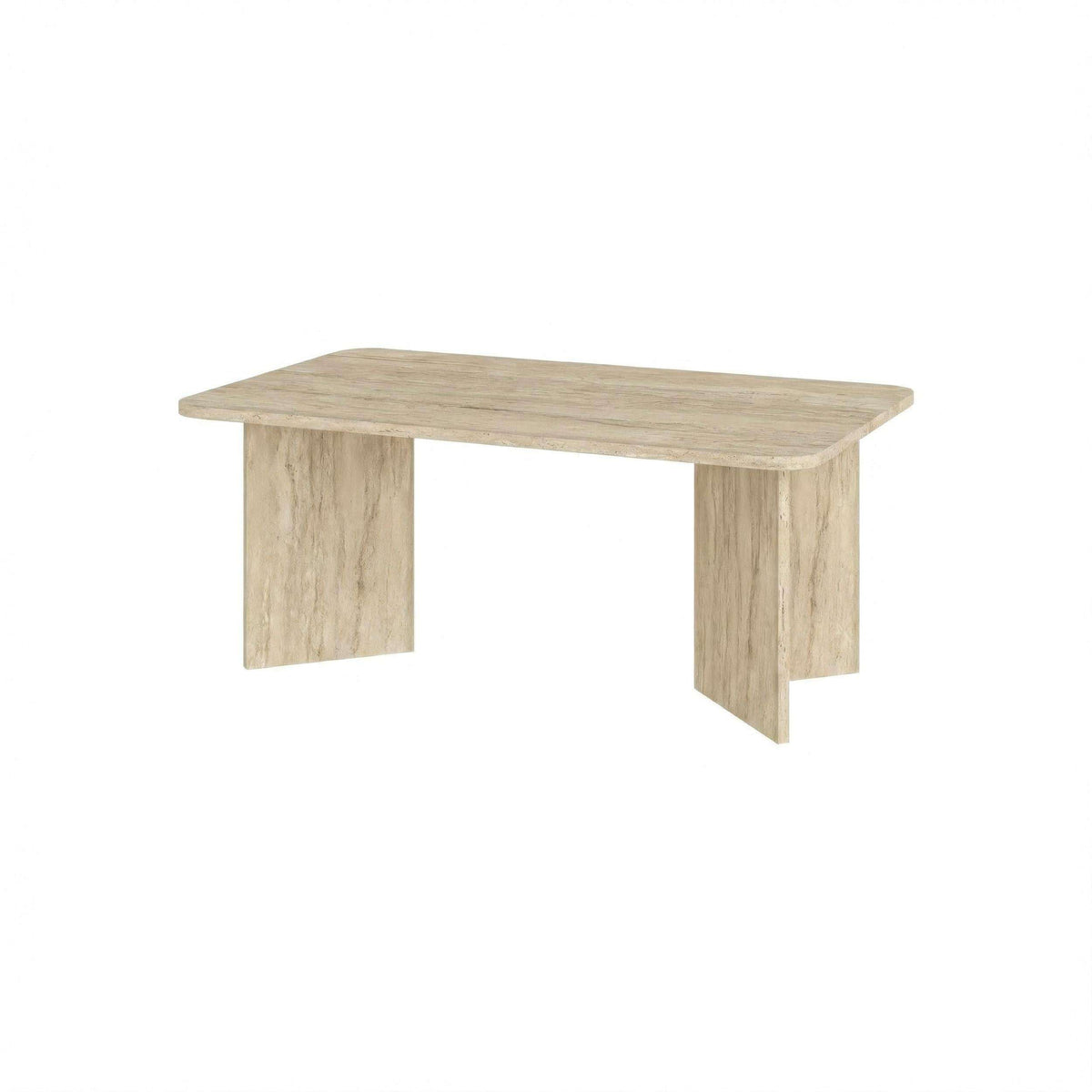 Light travertine rectangular coffee table, 60x100 cm, straight sides and legs