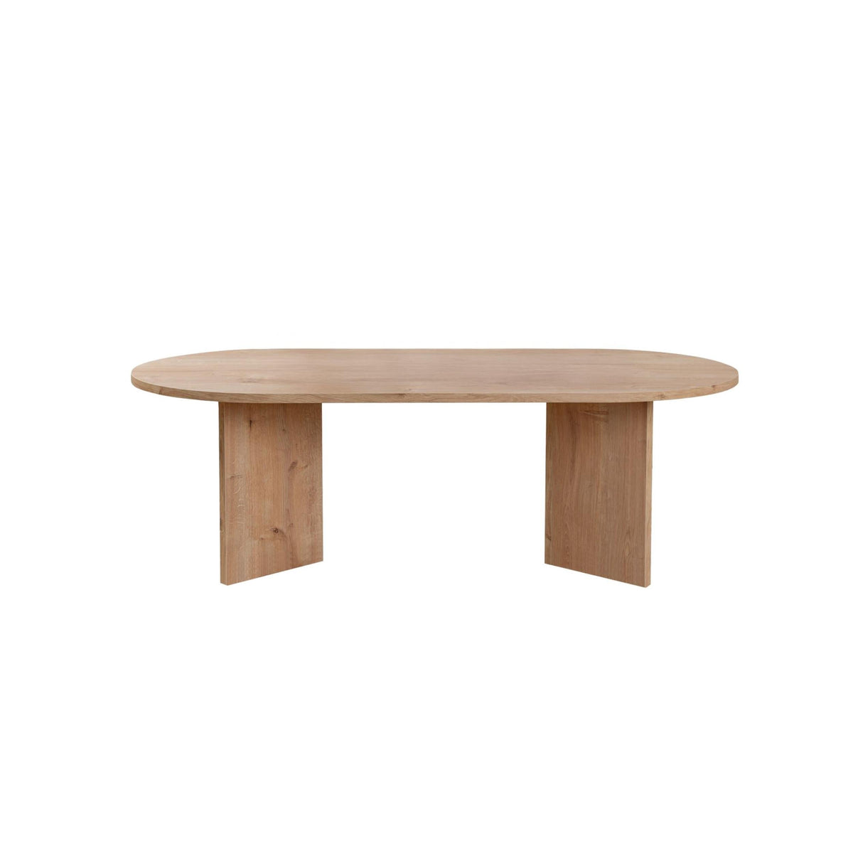 Sable oval coffee table 119 x 60 cm, light oak oval top with two end legs