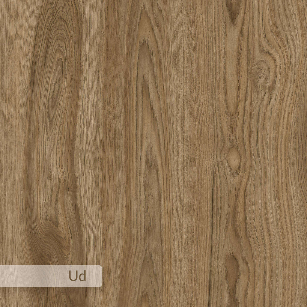 Warm oak wood grain finish sample panel for a side table shelf.