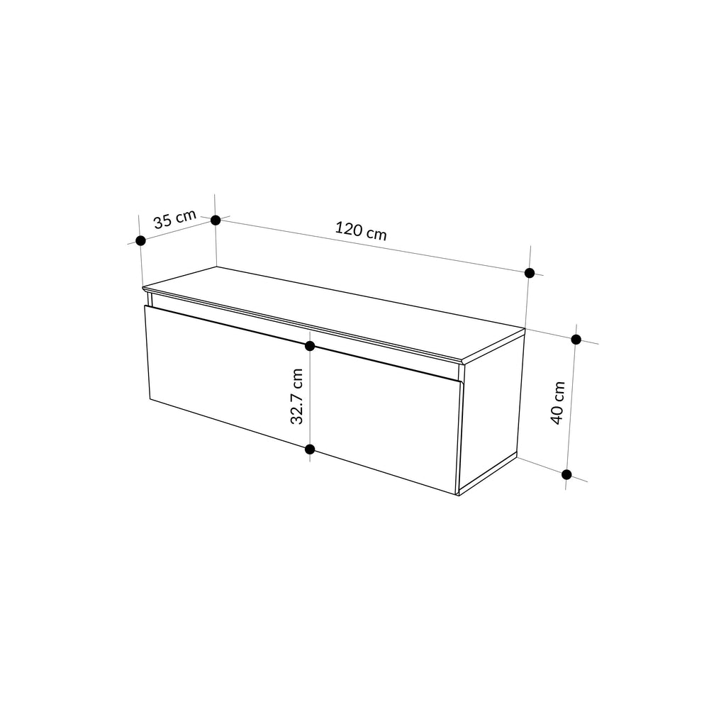 TV low board with storage dimensions diagram, showing width and height.