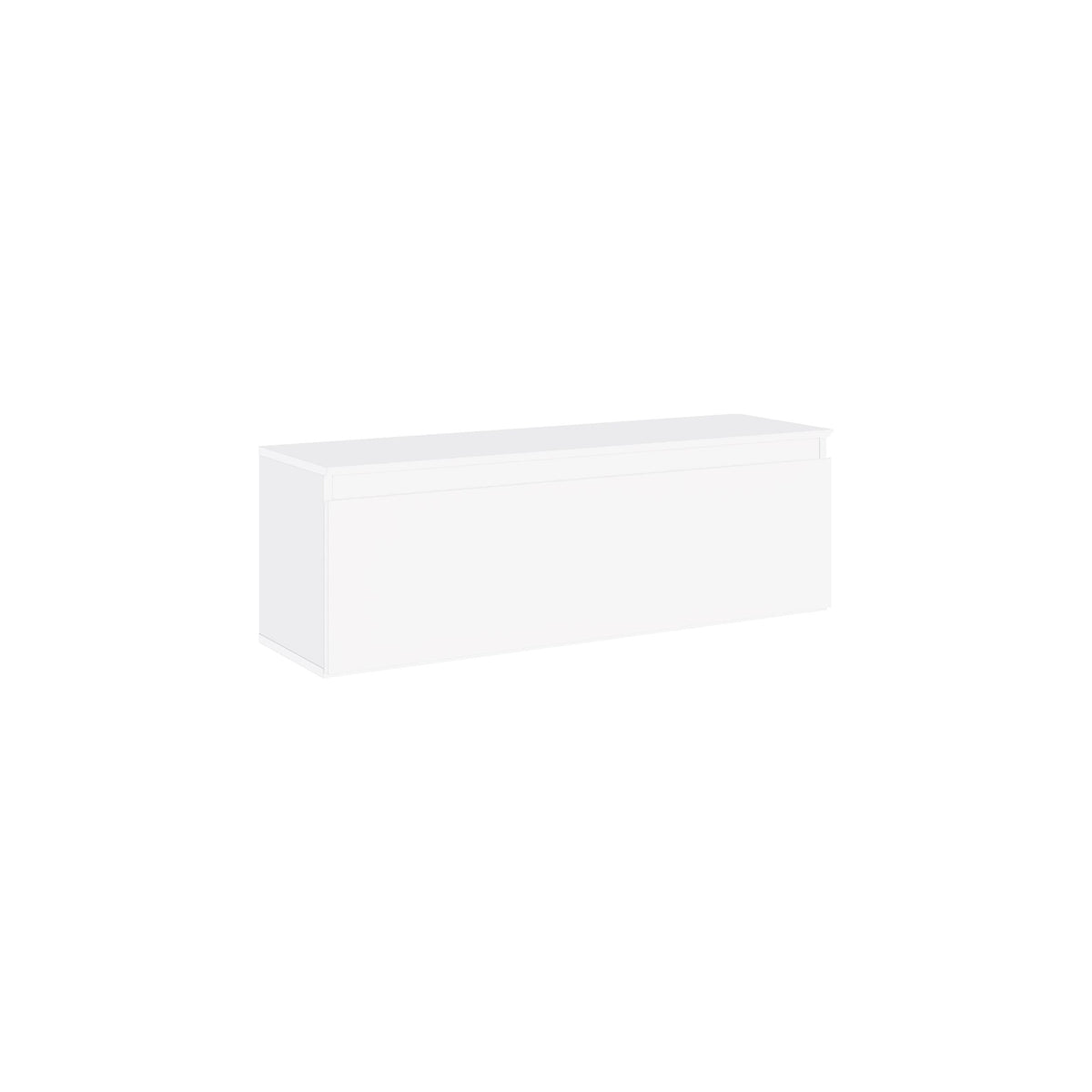White TV low board with front storage drawer and smooth flat panel