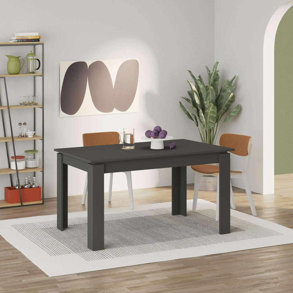 Anthracite dining table with rectangular tabletop and four angled legs