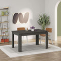 Extendable dining table in anthracite dark gray, square top with four tapered legs
