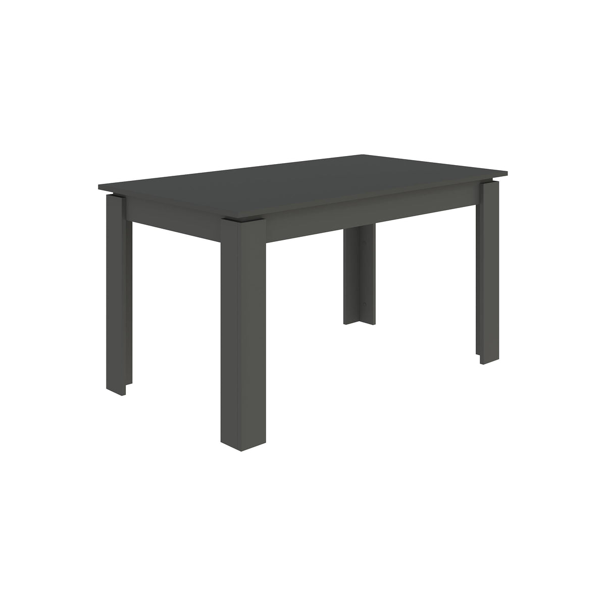Anthracite extendable dining table with dark gray tabletop and tapered legs