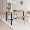 Dining table with light wood top and black cross-brace legs, rectangular 140 cm style