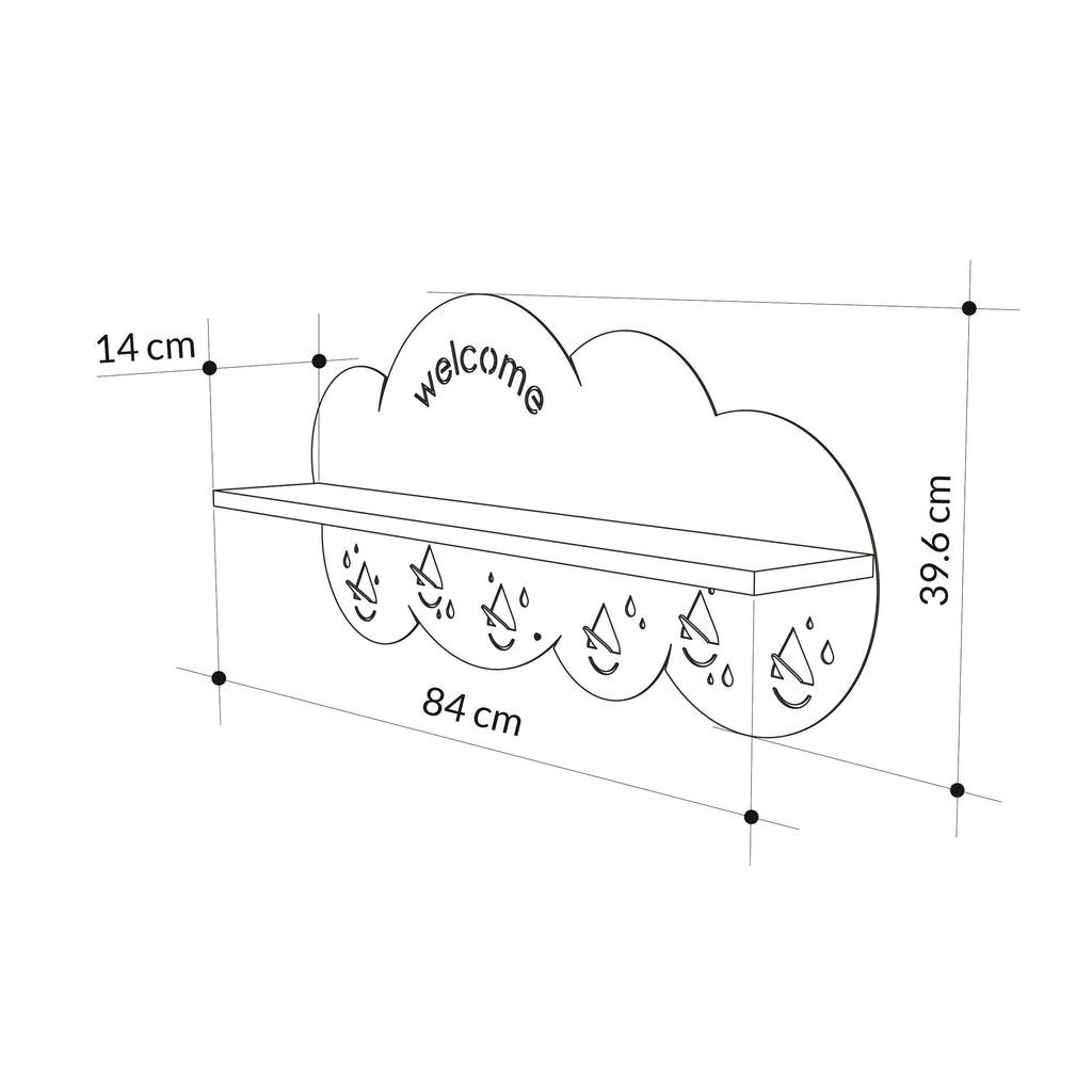 Wall mounted hanger unit size diagram: 84 cm wide and 39.6 cm high