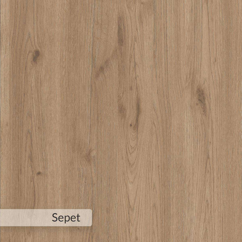 Wood-grain panel close-up for compact side table, warm light brown finish