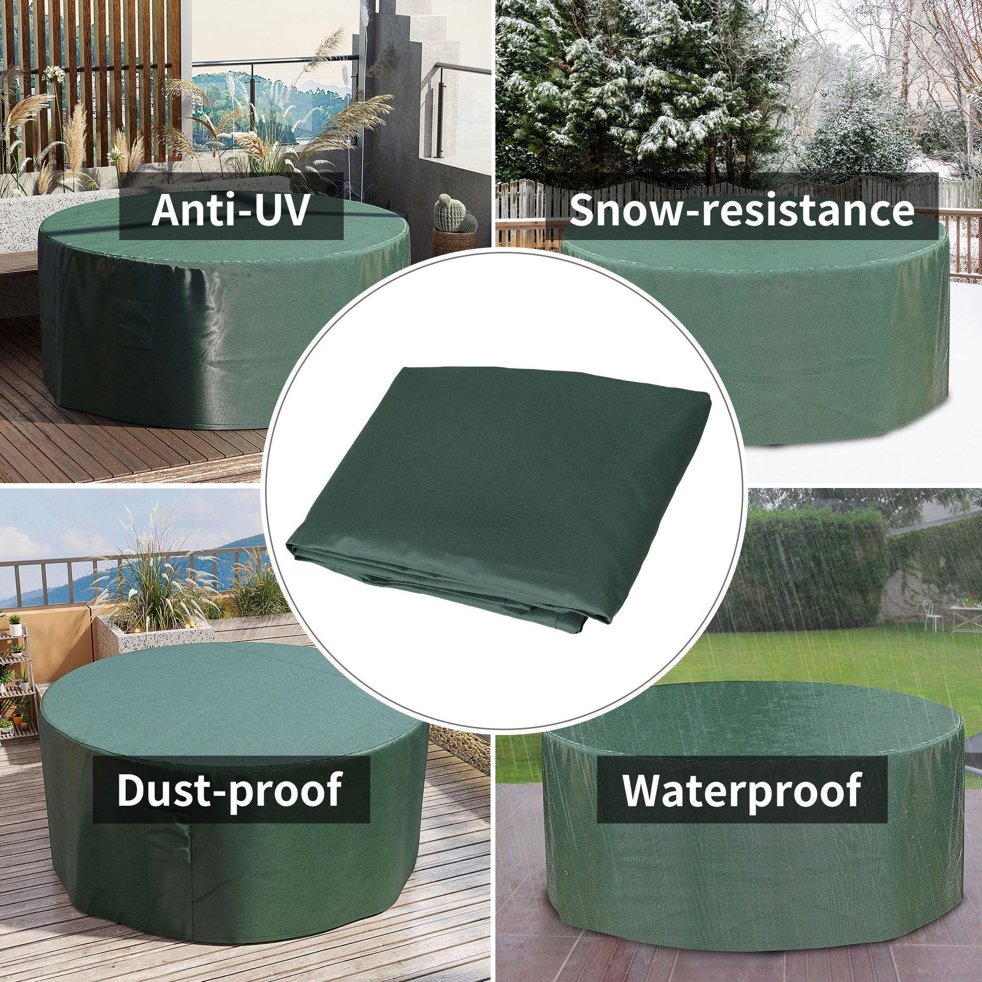 Garden Patio Large Furniture Set Round Cover 600D Oxford Waterproof, Ф193 x 80H cm, Green - Bobobiy
