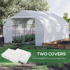 Two white PE greenhouse covers for replacement, neatly folded