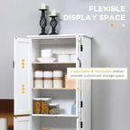White cabinet interior with adjustable shelves and door openings, black handles