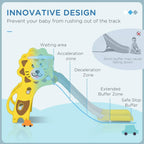 Yellow lion slide track with safety buffer zones diagram and support post