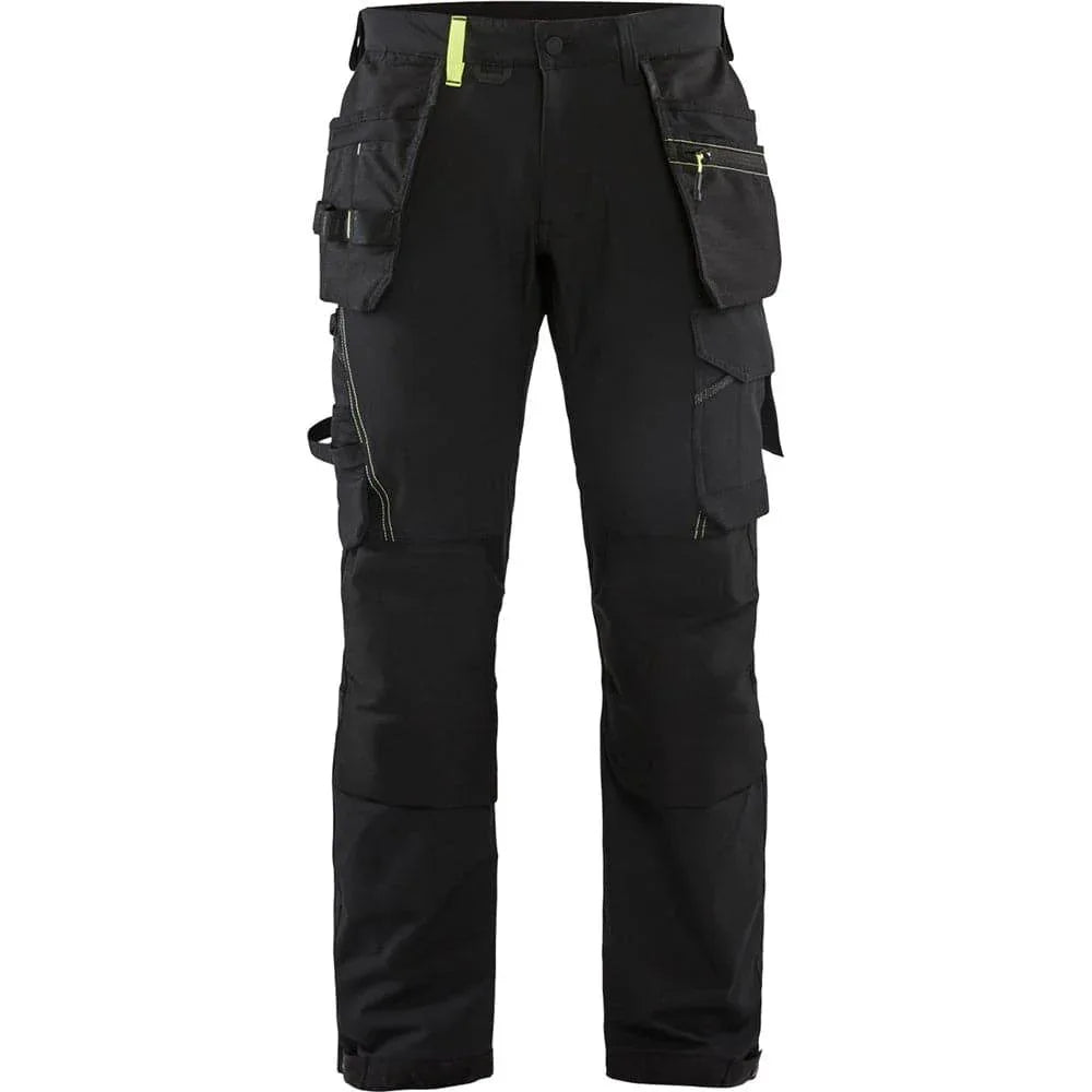 Blaklader-1522-Craftsmen-4-Way-Stretch-Trousers-with-Holster-Pockets-Black-Yellow-Workwear-Nation-Ltd-1944 - Bobobiy
