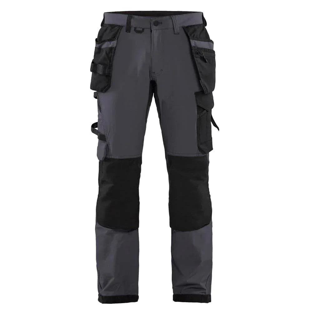 Blaklader-1522-Craftsmen-4-Way-Stretch-Trousers-with-Holster-Pockets-Mid-Grey-Black-Workwear-Nation-Ltd-4343 - Bobobiy
