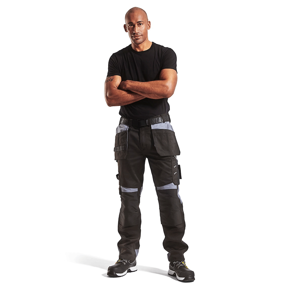 Blaklader-1555-Holster-Pocket-Craftsmen-Work-Trousers-Black-Grey-Workwear-Nation-Ltd-5136 - Bobobiy