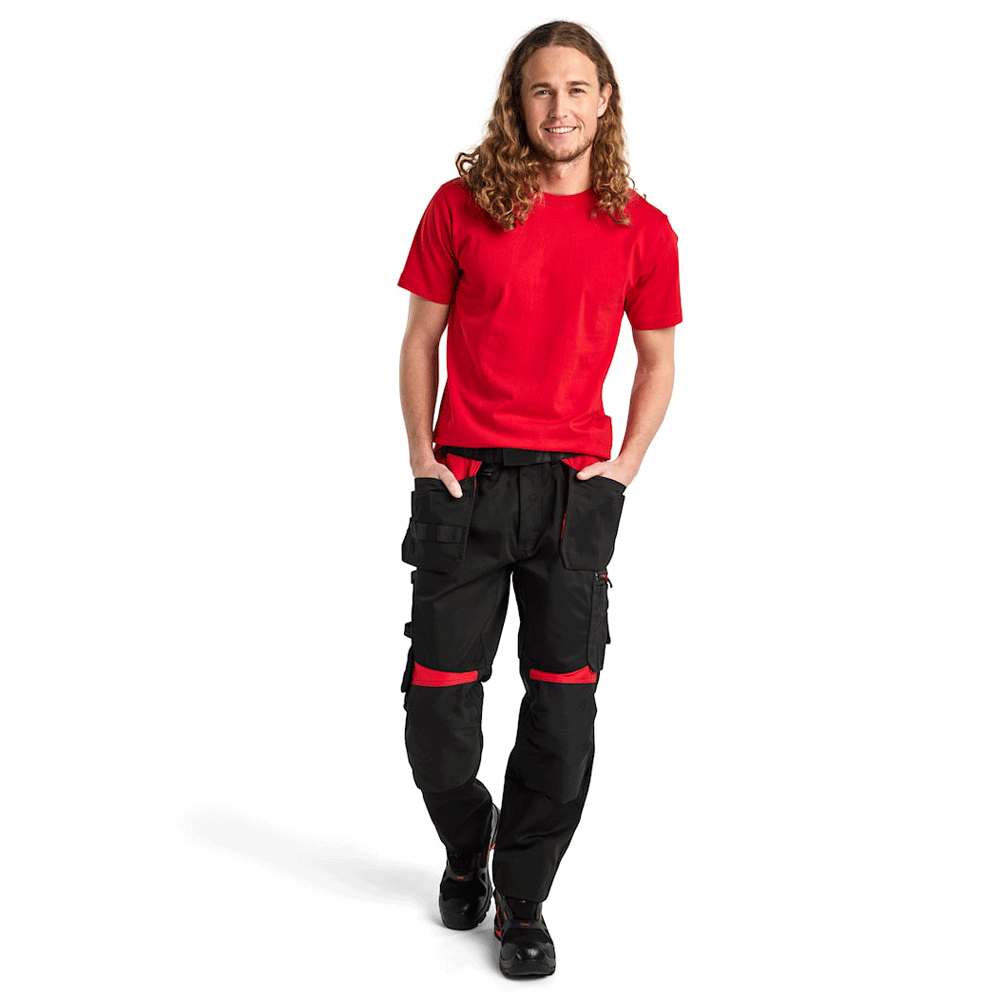Blaklader-1555-Holster-Pocket-Craftsmen-Work-Trousers-Black-Red-Workwear-Nation-Ltd-5202 - Bobobiy