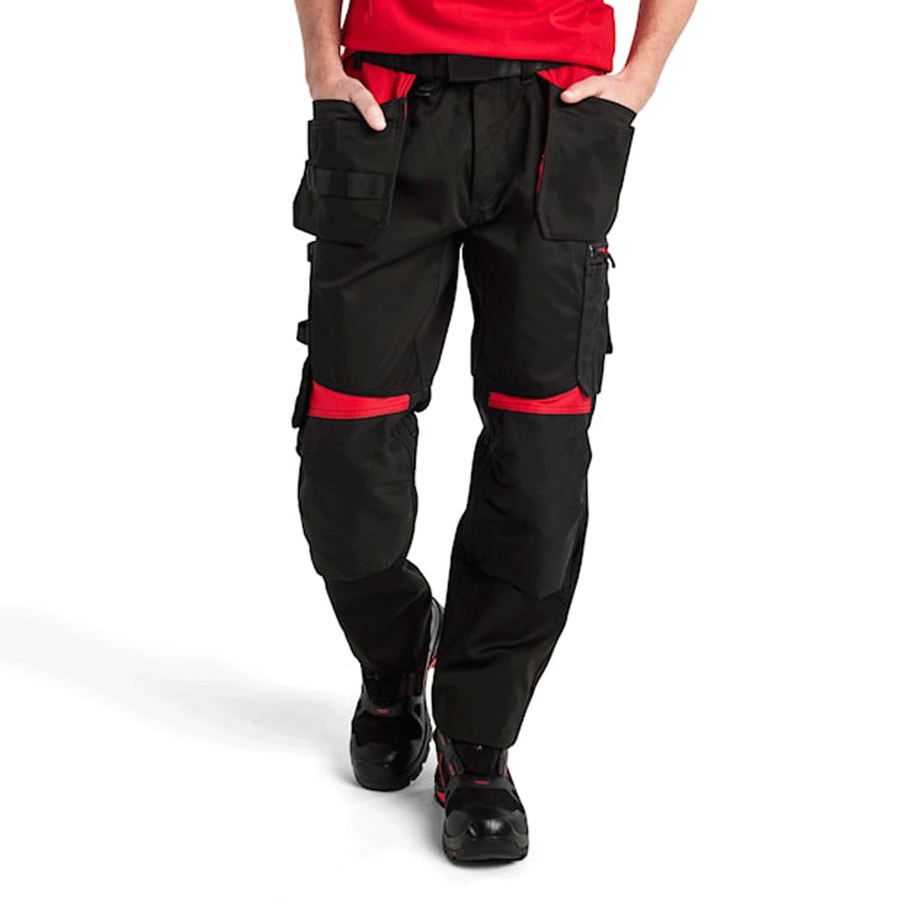 Blaklader-1555-Holster-Pocket-Craftsmen-Work-Trousers-Black-Red-Workwear-Nation-Ltd-6464 - Bobobiy