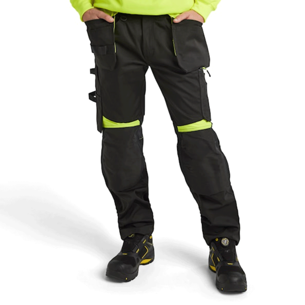 Blaklader-1555-Holster-Pocket-Craftsmen-Work-Trousers-Black-Yellow-Workwear-Nation-Ltd-3420 - Bobobiy