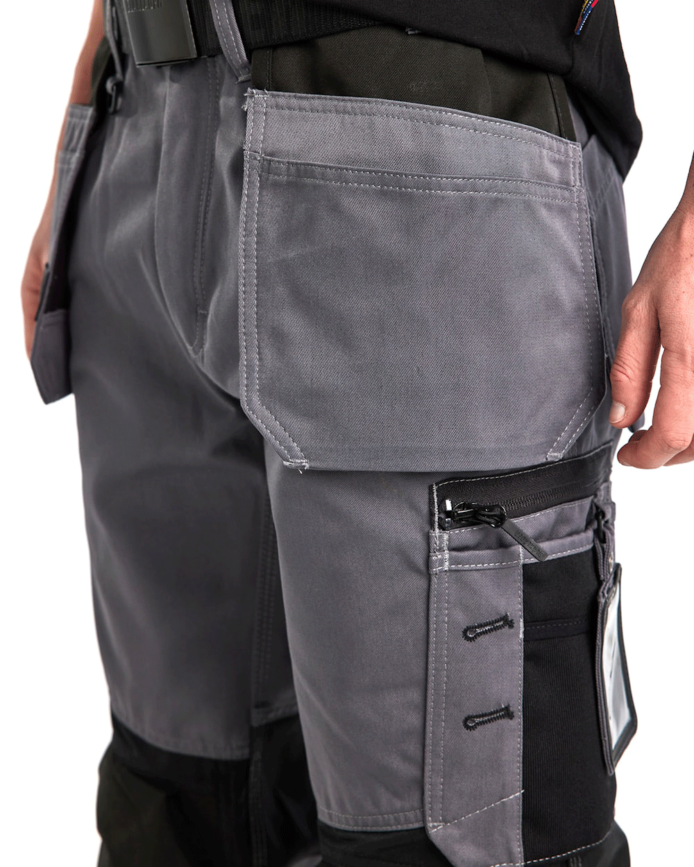 Blaklader-1555-Holster-Pocket-Craftsmen-Work-Trousers-Mid-Grey-Black-Workwear-Nation-Ltd-1648 - Bobobiy