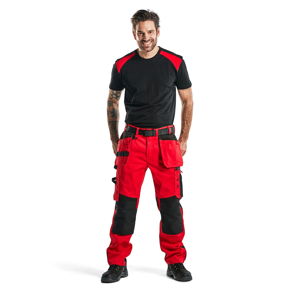 Blaklader-1555-Holster-Pocket-Craftsmen-Work-Trousers-Red-Black-Workwear-Nation-Ltd-4117 - Bobobiy