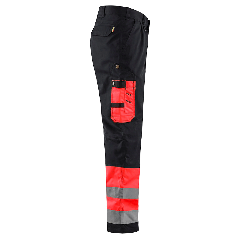 Blaklader 1584 Hi-Vis Professional Drivers Work Trousers Black / Red