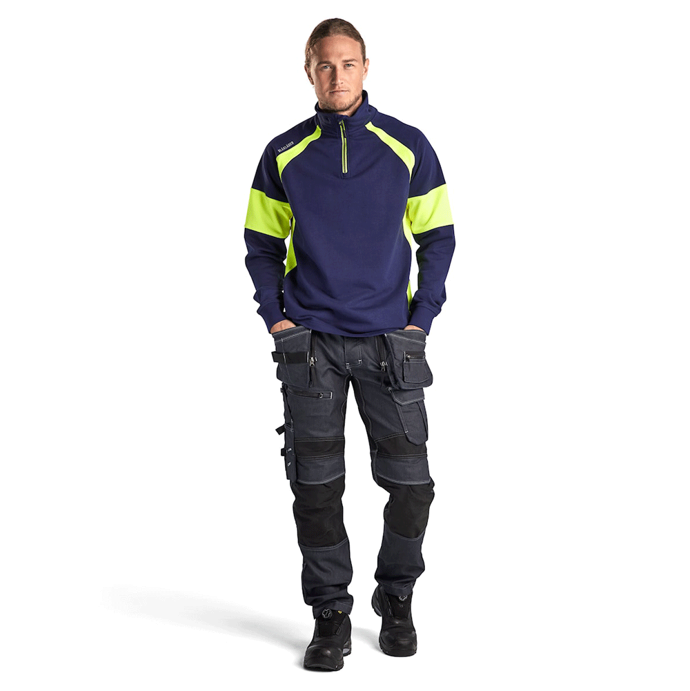Blaklader-3550-1-4-Zip-Sweatshirt-with-Hi-Vis-Panels-Workwear-Nation-Ltd-8545 - Bobobiy