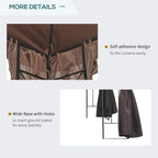 Brown gazebo curtain fastening and support bar detail for sidewalls