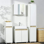 White wall-mounted bathroom mirror cabinet with double doors and clean flat surfaces