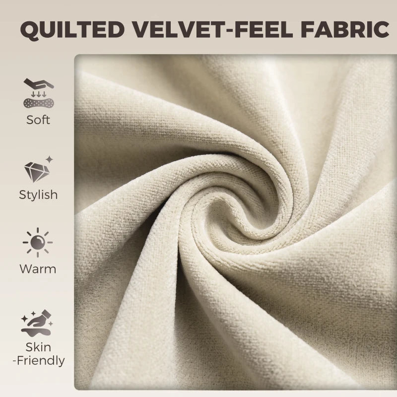 Cream quilted velvet-feel fabric swatch with soft textured swirl