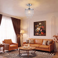 Small silver-canopy crystal ceiling light with clear dangling prism drops