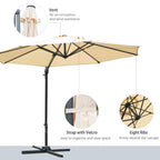 Beige umbrella parasol with eight ribs and Velcro storage strap