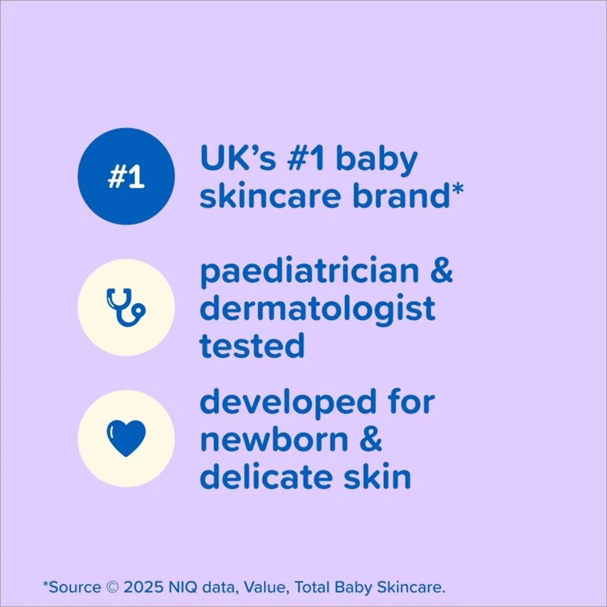 Baby skincare brand claim graphic with icons for Johnson's bedtime lotion