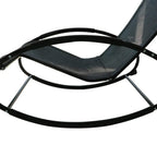 Black rocking lounge recliner seat with mesh fabric and curved metal rockers