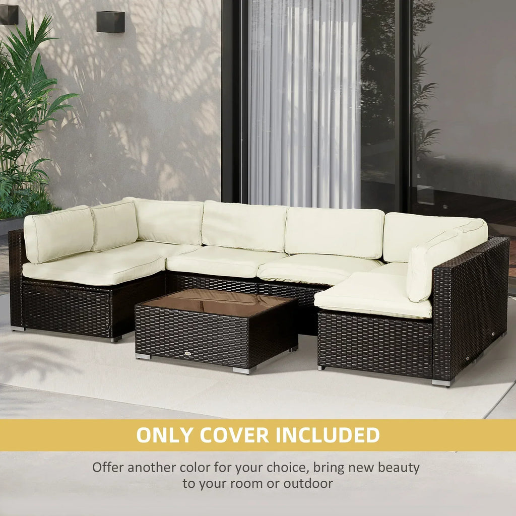 Replacement Cushion Covers for Garden Sofa Set, Garden Rattan Sofa Cushion Polyester Cover Replacement Outdoor - No Cushion Included, Cream - Bobobiy