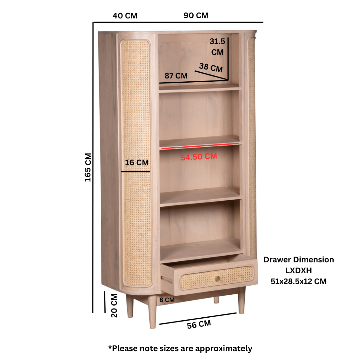 Chester Cane And Wood Bookcase