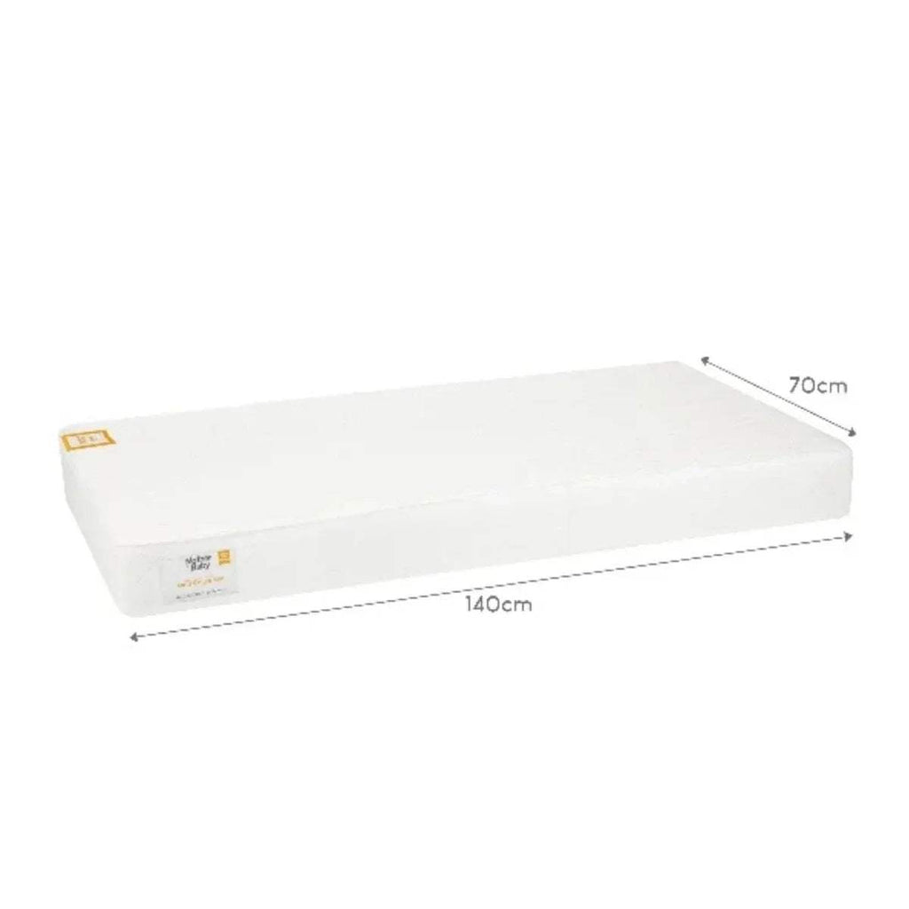 White cot bed mattress, 140 x 70 cm, anti-allergy sprung design