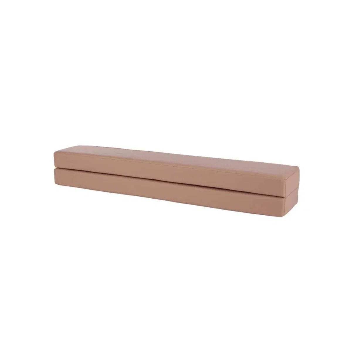 Taupe cushioned balance beam with a stitched rectangular shape