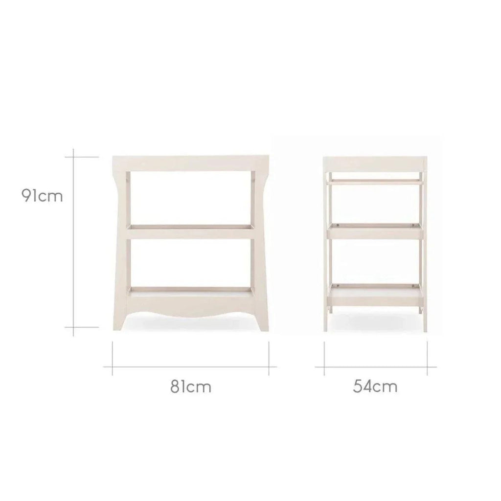 Mini changing table size diagram showing front and side dimensions in cm