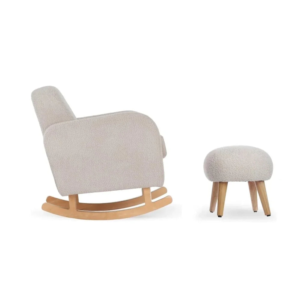 CuddleCo Etta nursing chair and footstool in mushroom boucle