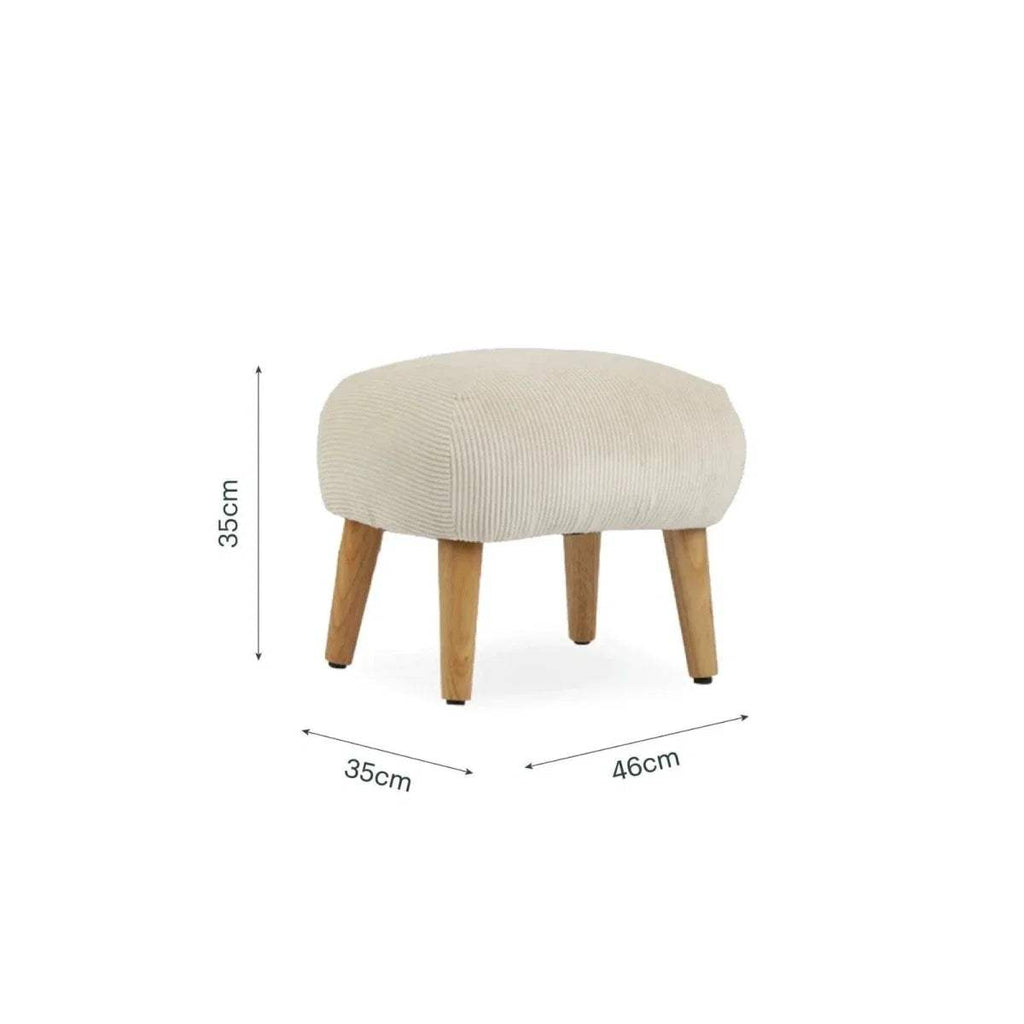 Sand fabric footstool, 35cm high, 35x46cm rounded top with wooden legs