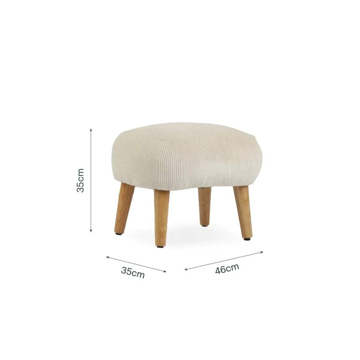 Sand fabric footstool, 35cm high, 35x46cm rounded top with wooden legs