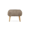 Mink faux-fur footstool with ribbed padded top and tapered wooden legs