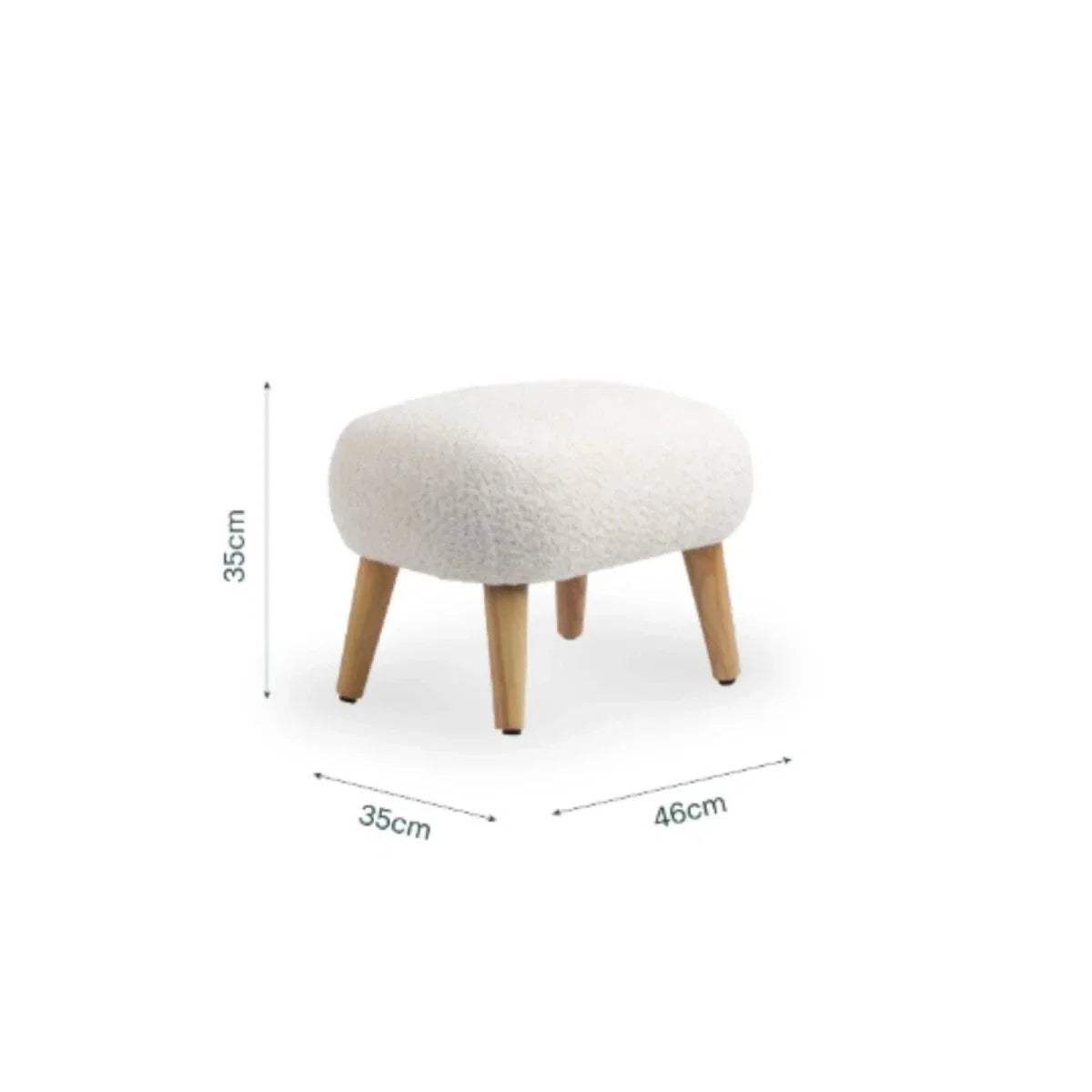 Off-white boucle foot stool, 35 cm high x 46 cm wide (dimensions shown)