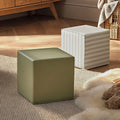 Two-piece soft play cube set: olive solid cube and light cookie stripe cube