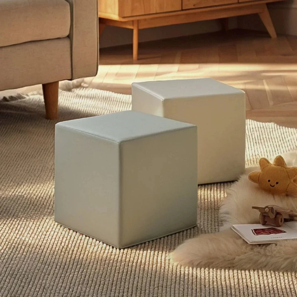 Soft play cube set in sea salt and pebble, two stackable foam blocks