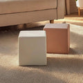 Two-piece play cube set: cream and tan cushioned foam blocks