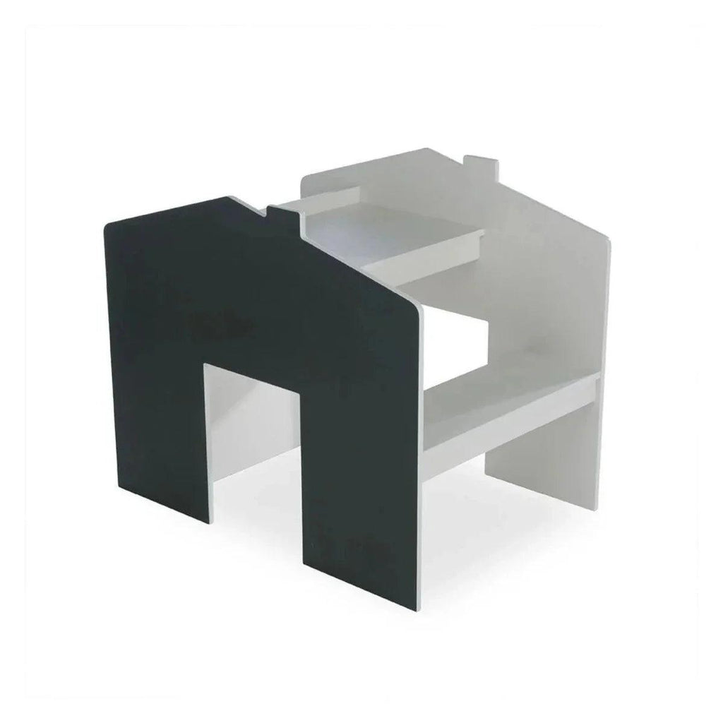 Pebble play house storage desk with bench and blackboard side panel