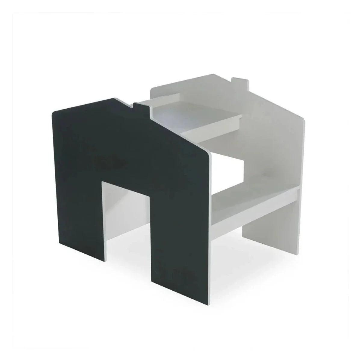 Pebble play house storage desk with bench and blackboard side panel