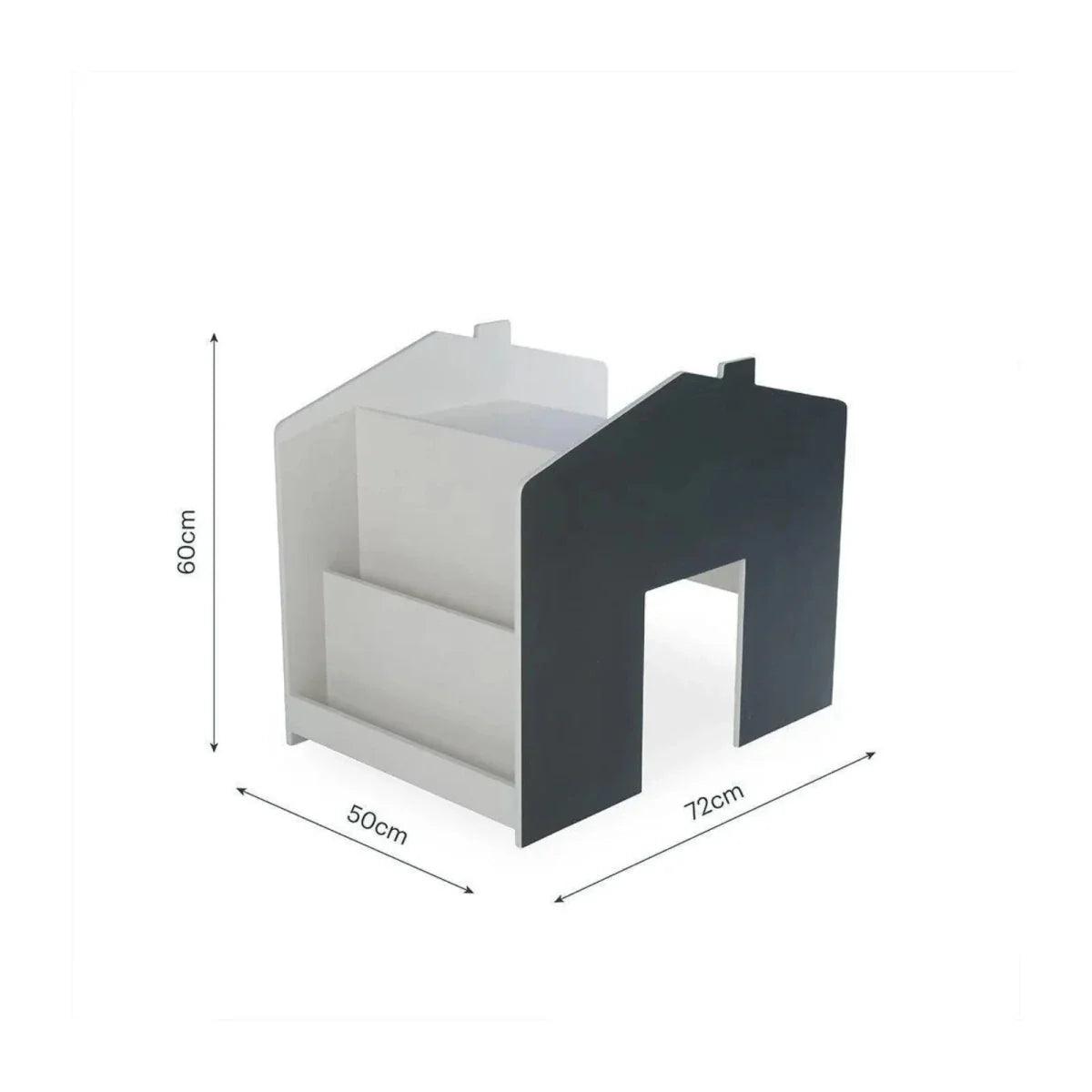 Play house storage desk and bench size diagram: 72cm wide, 60cm high, 50cm deep