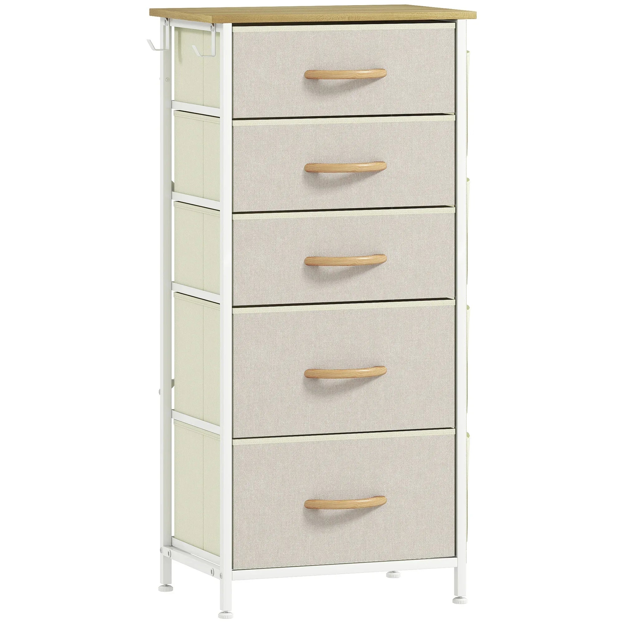 Chest of Five Fabric Drawers - Beige - Bobobiy